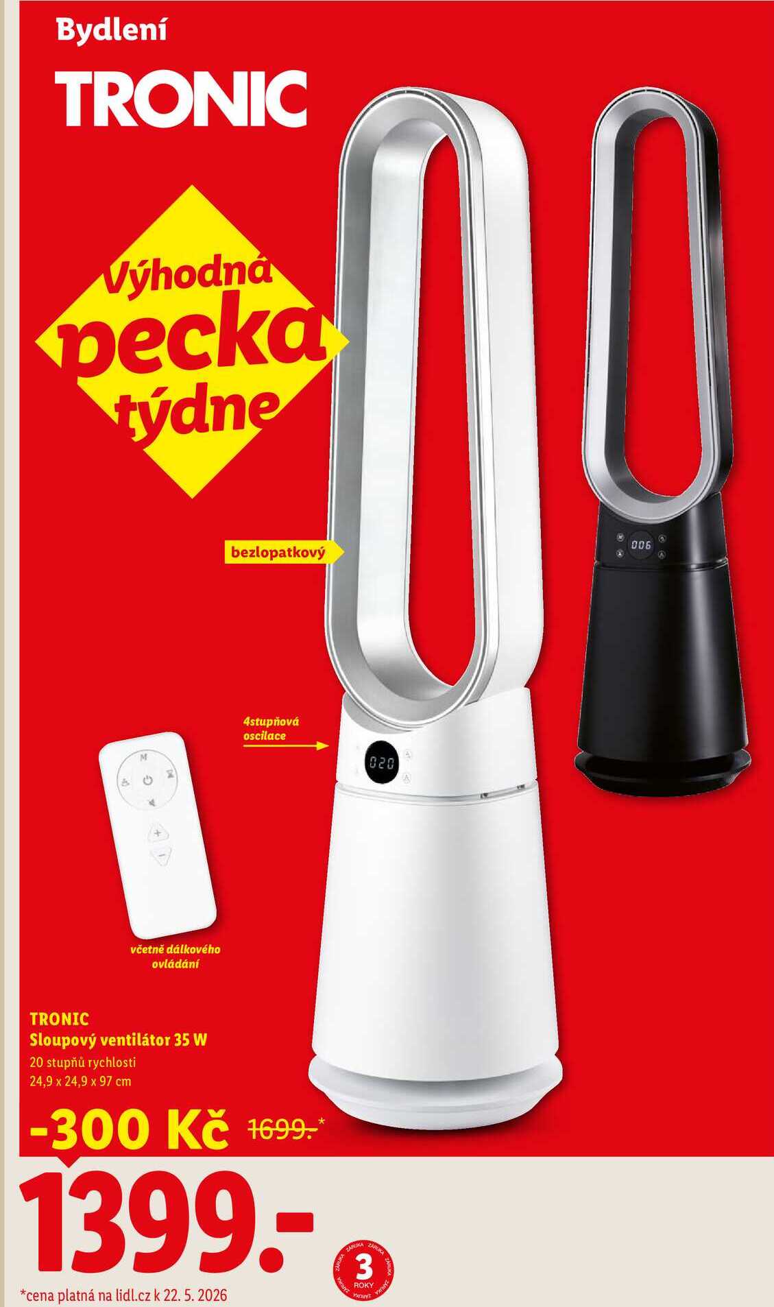 TRONIC Sloupový ventilátor 35 W