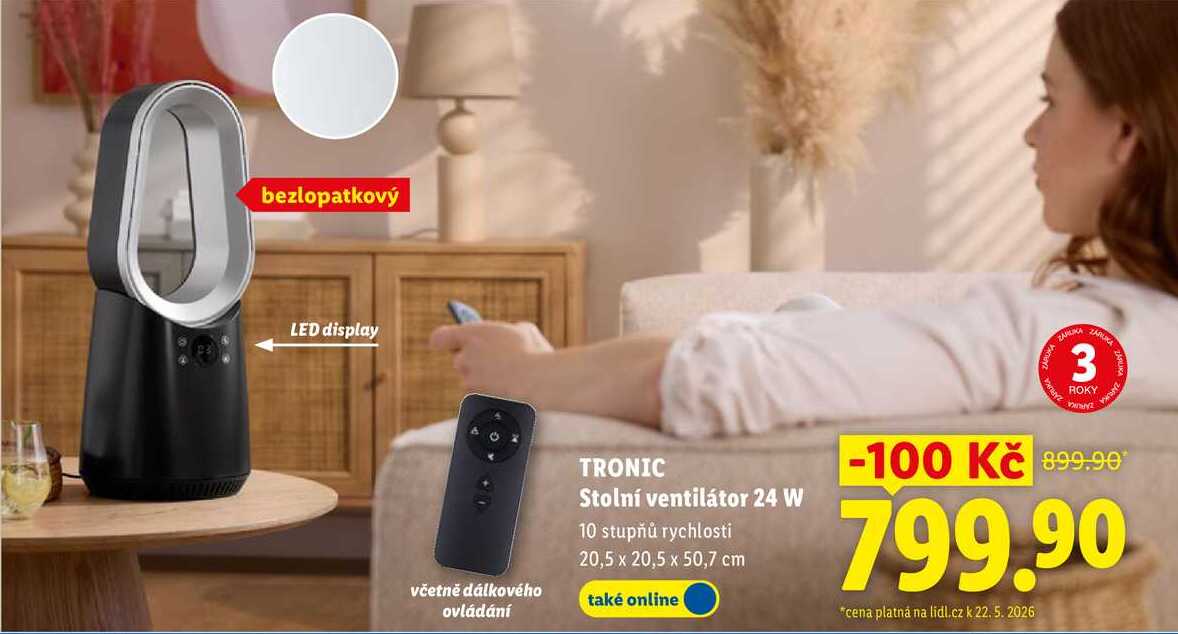 TRONIC Stolní ventilátor 24 W