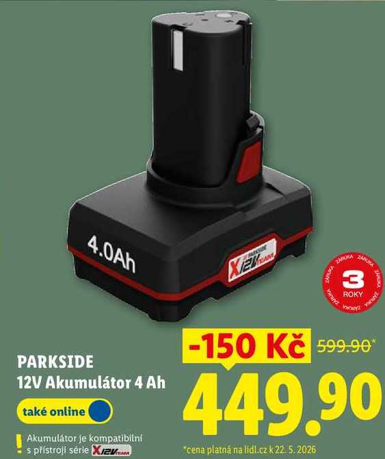 PARKSIDE 12V Akumulátor 4 Ah 