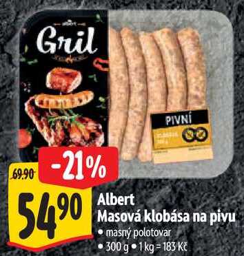 Albert Masová klobása na pivu, 300 g