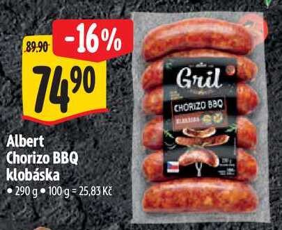 Albert Chorizo BBQ klobáska, 290 g