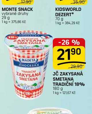 JČ ZAKYSANÁ SMETANA TRADIČNÍ 18% 180 g  v akci