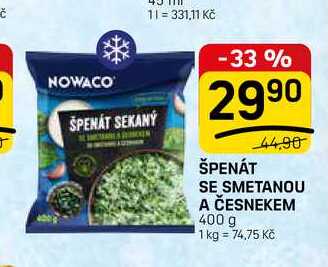 ŠPENÁT SE SMETANOU A ČESNEKEM 400 g  
