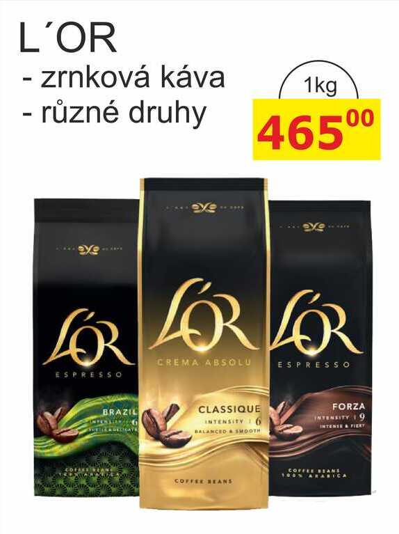 L'OR - zrnková káva - různé druhy 1kg