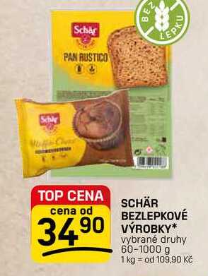 SCHÄR BEZLEPKOVÉ 90 VÝROBKY* vybrané druhy 60-1000 g