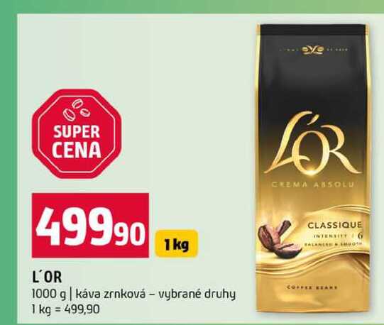 L'OR 1000 g káva zrnková vybrané druhy