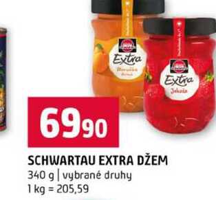 SCHWARTAU EXTRA DŽEM 340 g vybrané druhy 