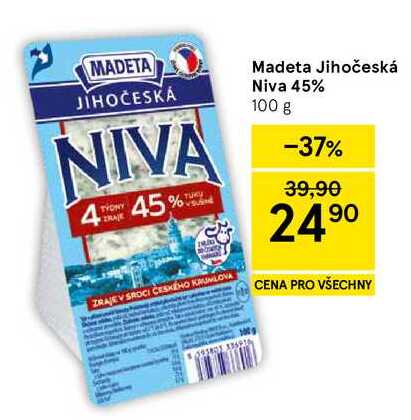 Madeta Jihočeská Niva 45%, 100 g