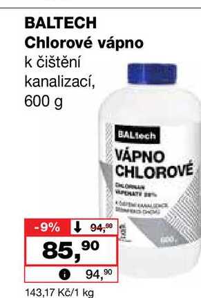 BALTECH Chlorové vápno k čištění kanalizací, 600 g
