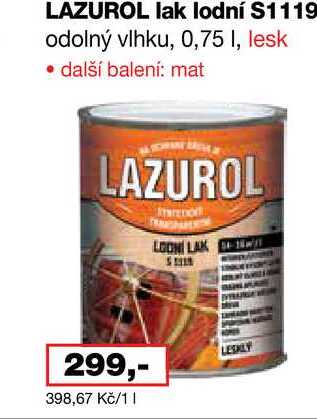 LAZUROL lak lodní S1119 odolný vlhku, 0,75l