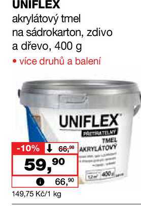 UNIFLEX akrylátový tmel na sádrokarton, zdivo a dřevo, 400 g 