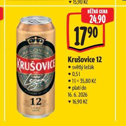 Krušovice 12 světlý ležák 0,5 l