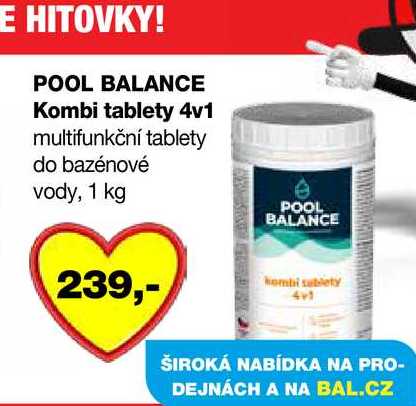 POOL BALANCE Kombi tablety 4v1 multifunkční tablety do bazénové vody, 1 kg