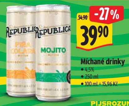 Míchané drinky, 250 ml