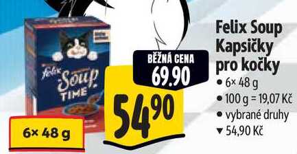 Felix Soup Kapsičky pro kočky,  6x48 g