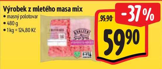 Výrobek z mletého masa mix, masný polotovar 480g