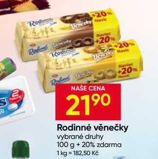 Rodinné věnečky vybrané druhy 100 g +20% zdarma