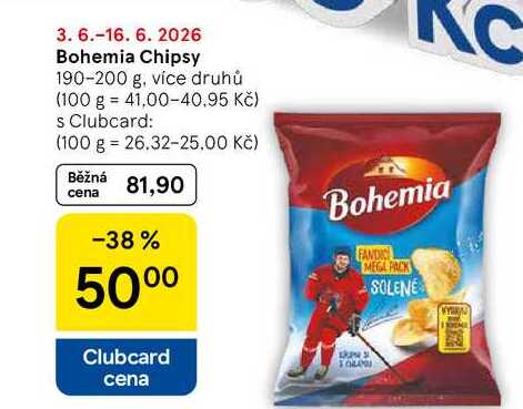 Bohemia Chipsy, 190-200 g, více druhů  