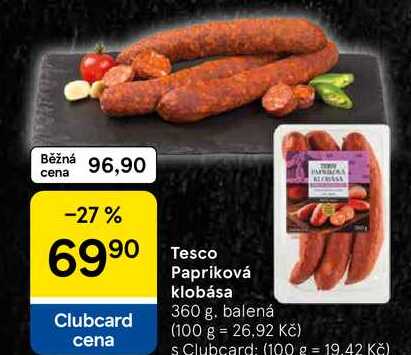 Tesco Papriková klobása, 360 g