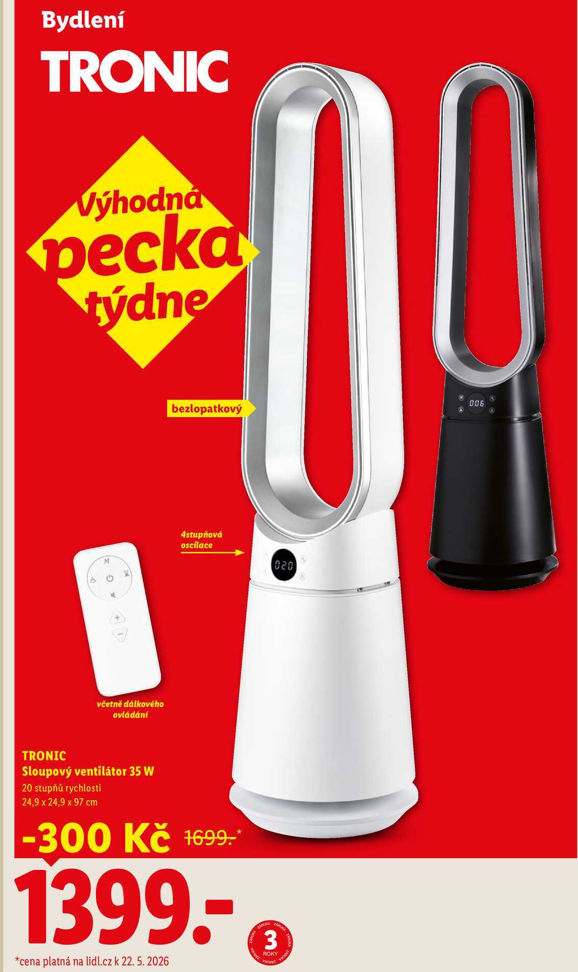 Sloupový ventilátor 35 W  