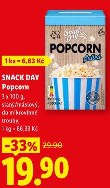 SNACK DAY Popcorn, 3 x 100 g