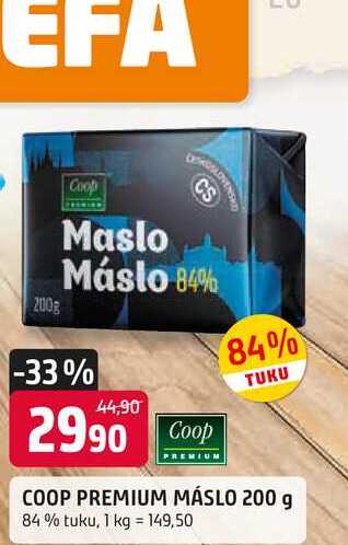 COOP PREMIUM MÁSLO 200 g 84% tuku