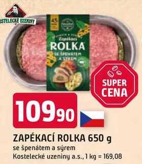 ZAPÉKACÍ ROLKA 650 g se špenátem a sýrem