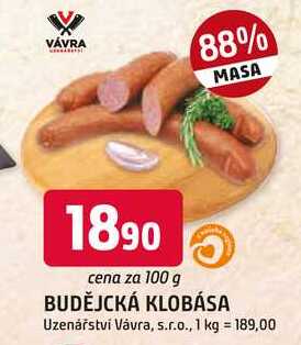 BUDĚJCKÁ KLOBÁSA 100g