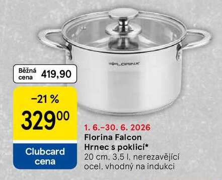 Florina Falcon Hrnec s poklicí, 20 cm, 3.5 l, nerezavějící ocel. vhodný na indukci 
