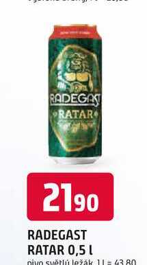 RADEGAST RATAR 0,5 L pivo světlý ležák 