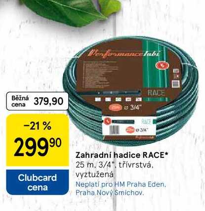 Zahradní hadice RACE, 25 m. 3/4", třívrstvá. vyztužená 