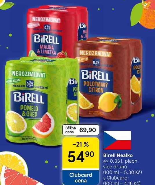 Birell Nealko, 4× 0.33 l, plech