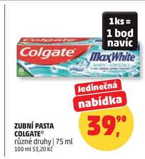 ZUBNÍ PASTA COLGATE různé druhy, 75 ml 