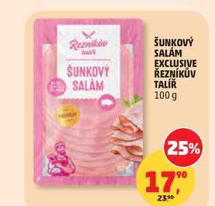 ŠUNKOVÝ SALÁM EXCLUSIVE ŘEZNÍKŮV TALÍŘ, 100 g