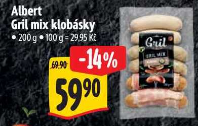 Albert Gril mix klobásky, 200 g