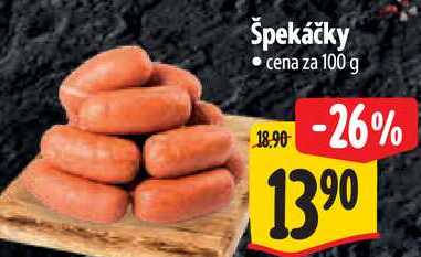 Špekáčky, cena za 100 g 