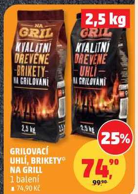 GRILOVACÍ UHLÍ, BRIKETY NA GRILL, 1 balení