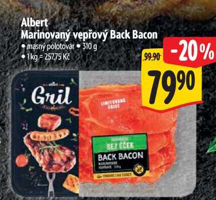 Albert Marinovaný vepřový Back Bacon  310 g