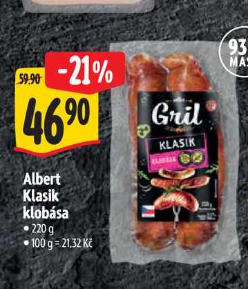 Albert Klasik klobása 220 g