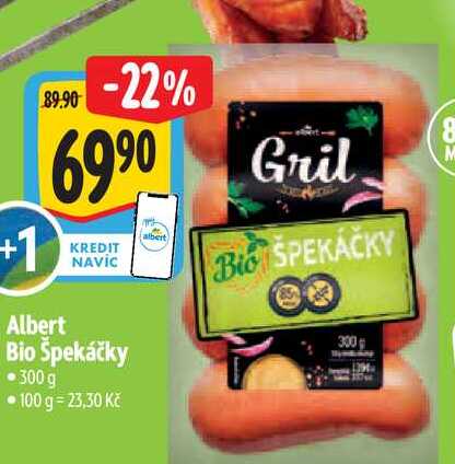 Albert Bio špekáčky 300g