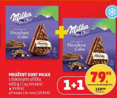 MRAŽENÝ DORT MILKA s lískovými oříšky, 400 g 