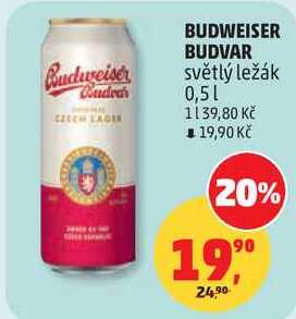 BUDWEISER BUDVAR světlý ležák, 0,5 l