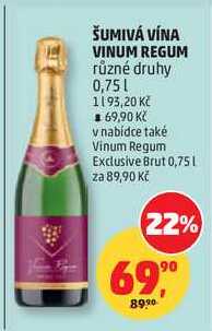 ŠUMIVÁ VÍNA VINUM REGUM různé druhy, 0,75 l