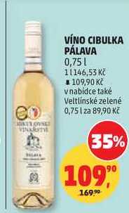 VÍNO CIBULKA PÁLAVA, 0,75 l