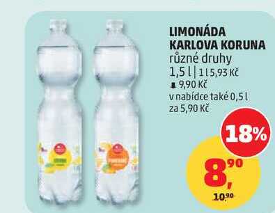 LIMONÁDA KARLOVA KORUNA různé druhy, 1,5 l