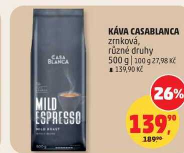 KÁVA CASABLANCA zrnková, různé druhy, 500 g