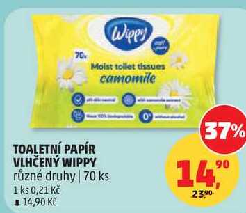 TOALETNÍ PAPÍR VLHČENÝ WIPPY různé druhy, 70 ks