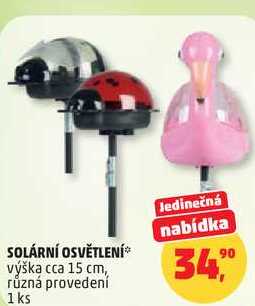 SOLÁRNÍ OSVĚTLENÍ výška cca 15 cm, různá provedení, 1 ks 