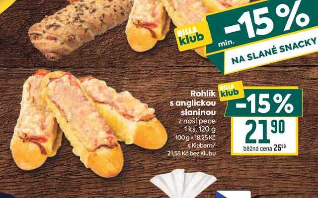 Rohlik klub s anglickou slaninou z naší pece 1ks, 120 g 