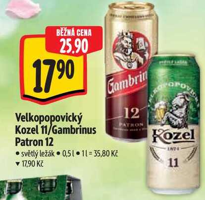 Velkopopovický Kozel 11/Gambrinus Patron 12 0,5 l